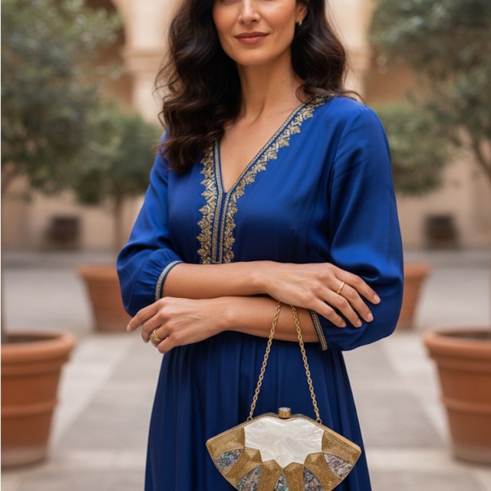 Elegant Gold and Cream Clutch